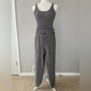 SKIMS cozy knit tank and jogger, grey, s/m